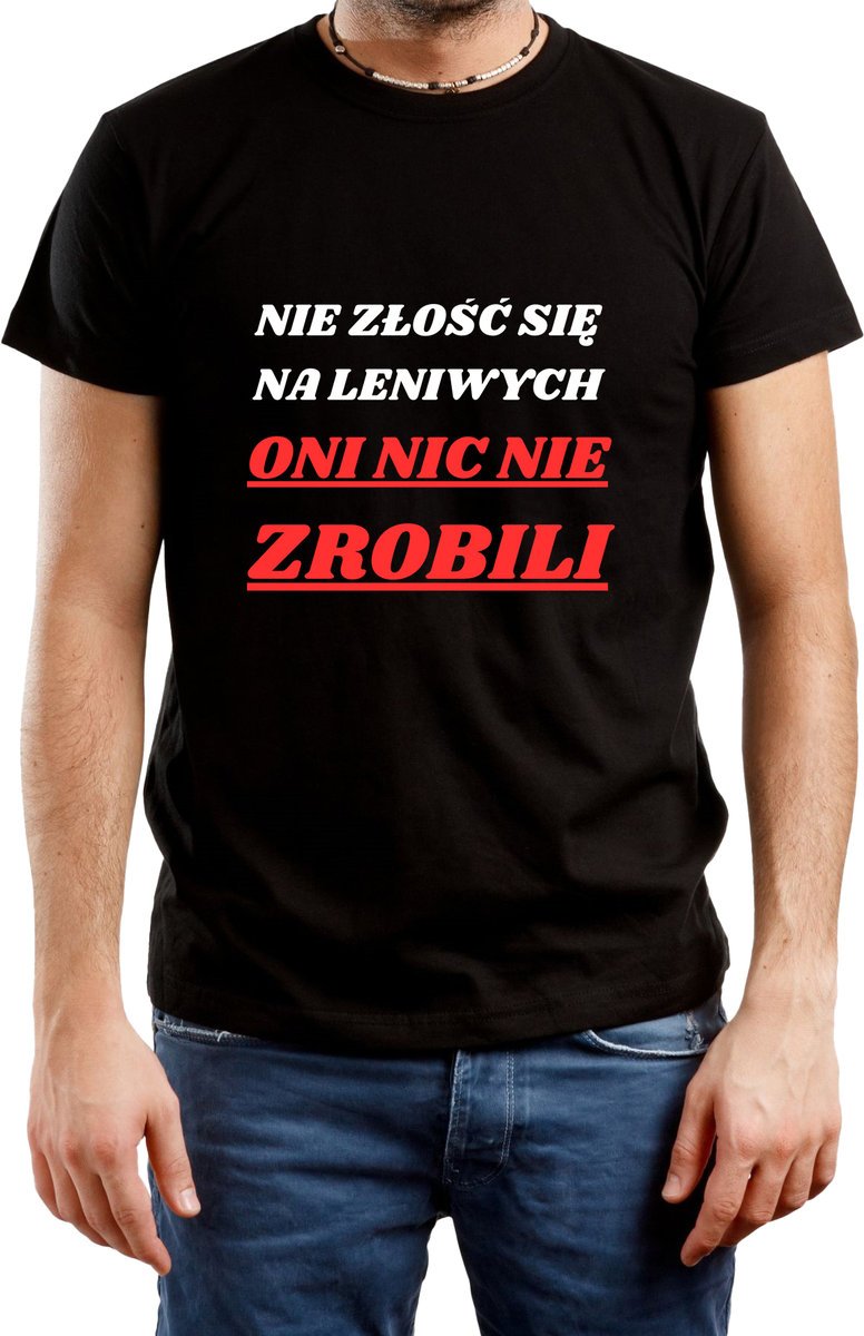 T-Shirt Męski Prezent Siłownia Trening Śmieszna Koszulka Czarna R-S A405