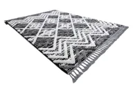 Dywany - Dywan MAROC P642 Romby Zygzak / biały Frędzle berberyjski marokański shaggy szary 200x290 cm - miniaturka - grafika 1