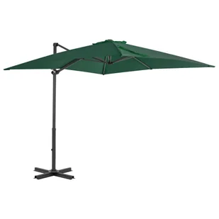 Parasol wiszący z aluminiowym słupkiem, 250x250 cm, zielony - Parasole ogrodowe - miniaturka - grafika 1