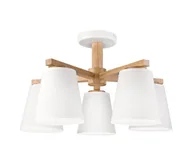 Lampy sufitowe - Żyrandol natynkowy ELLIE 5xE27/15W/230V biały/dąb - miniaturka - grafika 1