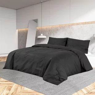vidaXL Zestaw pościeli, czarny, 260x240 cm, lekka mikrofibra - Pościel - miniaturka - grafika 1