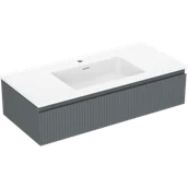 Szafki łazienkowe - Mexen Rivel szafka łazienkowa 100 cm z umywalką Otis, 1 szuflada, ryflowana , grafit mat/biała mat - 91A20-10023-1-BF66-W18M01 - miniaturka - grafika 1