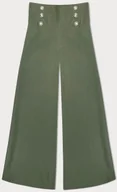 Spodnie damskie - Eleganckie szerokie spodnie damskie khaki (33575) - MADE IN ITALY - miniaturka - grafika 1