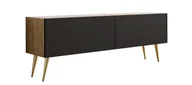 Szafki RTV - Szafka pod TV dąb Wotan / czarny mat, złote nogi, A: szer: 140 cm, wys: 52 cm, gł: 32 cm - miniaturka - grafika 1