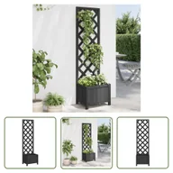 Donice - The Living Store Donica z trejażem - czarna - lite drewno jodłowe - Skrzynia Na Rośliny - miniaturka - grafika 1