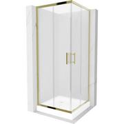 Kabiny prysznicowe - Mexen Rio kabina prysznicowa kwadratowa 80x80 cm, szron, złota + brodzik Rio, biały - miniaturka - grafika 1