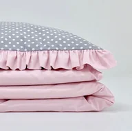 Pościel dla dzieci - Pościel z falbanką szara w kropeczki dla dzieci i nastolatków różne rozmiary - miniaturka - grafika 1