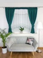 Firany - Firana gotowa z zasłonami ozdobiona lambrekinem- zielona. gotowa firanka - miniaturka - grafika 1