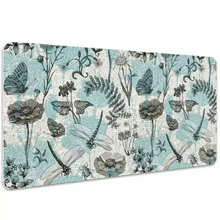 Duża mata na biurko Ważki na kwiatach 100x50 cm - Podkładki na biurko - miniaturka - grafika 1