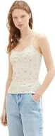 Koszulki i topy damskie - TOM TAILOR Denim Damski top z marszczeniem i prążkowaną strukturą, 31951 - Small Off White Flower Print, L - miniaturka - grafika 1
