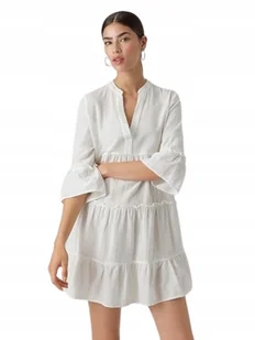 VERO MODA BIAŁA SUKIENKA TRAPEZOWA MINI M JGM - Sukienki - miniaturka - grafika 1