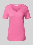 Koszulki i topy damskie - T-shirt z dekoltem w serek - miniaturka - grafika 1
