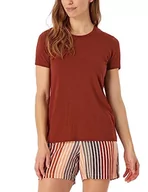 Koszule damskie - Schiesser Damska koszula do spania z krótkim rękawem mieszanka modalu + relaks, terakota, 40, Terracotta, 40 - miniaturka - grafika 1