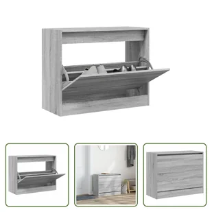 The Living Store Szafka na buty szara Sonoma 80x34x63 cm Materiał drewnopochodny - Szafki na buty The Living Store Szafka na buty szara Sonoma 80x34x63 cm Materiał drewnopochodny - Szafki na buty - miniaturka - grafika 1