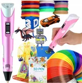 Długopisy - Długopis 3d Dla Dzieci Drukarka Pen Różowy + Wkład 310m + Mata + Szablony - miniaturka - grafika 1