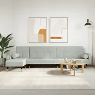 Narożniki - Sofa rozkładana L, jasnoszara, 271x140x70 cm, aksamit Lumarko! - miniaturka - grafika 1