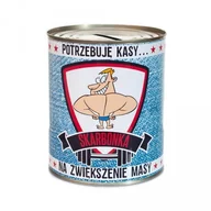 Skarbonki - Skarbonka metalowa urodzinowa z napisem "Potrzebuje kasy.. na zwiększenie masy" - miniaturka - grafika 1
