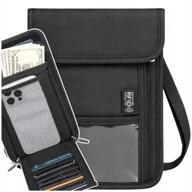 Torebki damskie - Czarna torba na paszport RFID wodoodporna saszetka podróżna na ramię - miniaturka - grafika 1