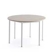 Meble do szkół i przedszkoli - Biurko SONITUS PLUS, Ø1200x760 mm, popielaty laminat, biały - miniaturka - grafika 1