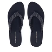 Klapki i japonki damskie - Japonki Tommy Hilfiger Th Wedge Cornrow Beach Sandal FW0FW09037 Granatowy - miniaturka - grafika 1