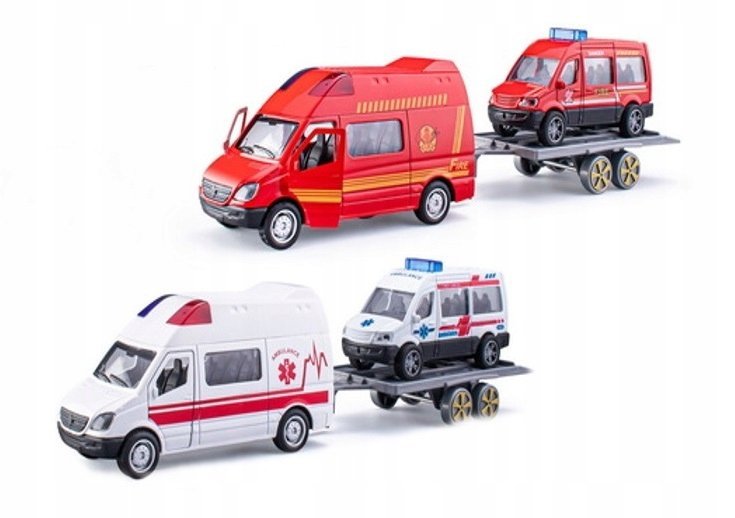 Truck Laweta Ze Specjalnym Pojazdem Służbowym Na Dedykowanej Lawecie