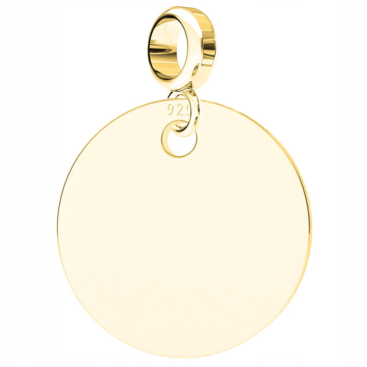 Charms Złoty Okrągła Wisząca Blaszka Koło Kółko Kółeczko Okrąg SREBRO 925