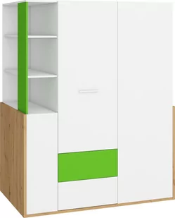 Garderoba SKLEPMEBLE24 Premium, dąb aristan-biały mat-zielona, 195xx155x96 cm - Meble do przedpokoju - miniaturka - grafika 1