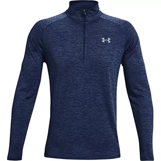 Bluzy męskie - Under Armour Ua Tech 2.0 męska koszulka sportowa z długim rękawem z suwakiem na szyi, sportowa koszulka z długim rękawem, szybkoschnąca koszulka z długim rękawem dla mężczyzn, niebieski, l - grafika 1