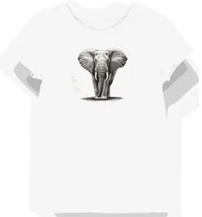 Koszulka damska biała z motywem szarego ekskluzywnego słonia S - Koszulki i topy damskie Koszulka damska biała z motywem szarego ekskluzywnego słonia S - Koszulki i topy damskie - miniaturka - grafika 1