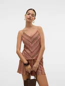 Koszulki i topy damskie - Vero Moda Top w kolorze beżowym ze wzorem - miniaturka - grafika 1