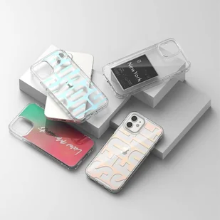 Ringke Fusion Design pancerne etui pokrowiec z żelową ramką iPhone 12 mini różowo-zielony (GNAP0020) - Etui i futerały do telefonów - miniaturka - grafika 5
