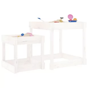 Stoliki piaskownice, 2 szt., białe, lite drewno sosnowe Lumarko! - Place zabaw - miniaturka - grafika 1