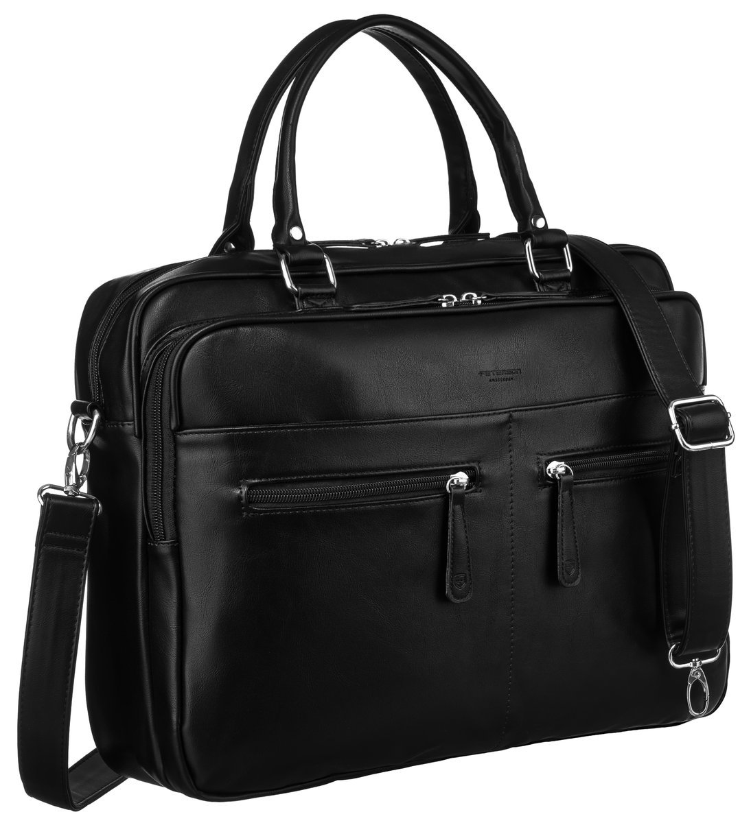 Torba męska na laptopa skóra eko Peterson teczka na dokumenty do pracy, czarny