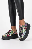 Moda i Uroda OUTLET - Wielokolorowe sneakersy skórzane damskie na platformie sznurowane wzór wężowy PRODUKT POLSKI Casu DS-724-40 - miniaturka - grafika 1