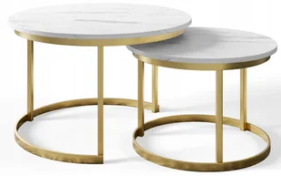 Ława Loft 2w1 Mini Złota okrągła stolik - Ławy i stoliki kawowe - miniaturka - grafika 1