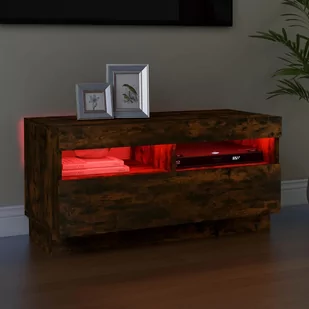 Lumarko Szafka pod TV z oświetleniem LED, przydymiony dąb, 80x35x40 cm - Szafki RTV - miniaturka - grafika 4