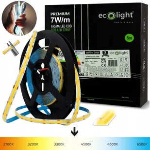 Taśma Led Cob Profesjonalna 7W/m 12V Biała Neutralna 4000K Neon 630lm/m - Taśmy LED - miniaturka - grafika 1