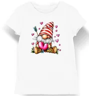 Koszulki i topy damskie - Koszulka damska krasnal z sercem walentynki biała XL - miniaturka - grafika 1