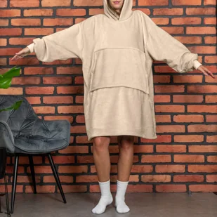 Bluzair Koco Bluza Oversize Kapturem Beżowa 4w1 - Księgarnia OUTLET - miniaturka - grafika 10