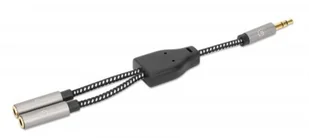 Manhattan 356114 kabel audio 0,15 m 3.5mm 2 x 3.5mm Czarny, Srebrny - Kable komputerowe i do monitorów - miniaturka - grafika 1