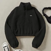 Inne - Bluza damska z polaru - 100% poliester, jednolity , półgolf, casualowy styl młodzieżowy, dzianina, kolekcja jesień/ - miniaturka - grafika 1