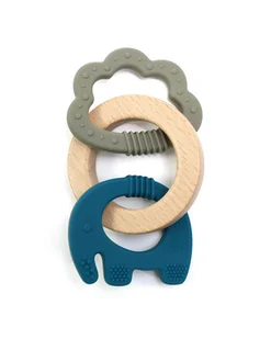 Gryzak Chmurka z Drewnianym Kółeczkiem [Kolor Ciemnozielony] - Gryzaki dla dzieci - miniaturka - grafika 1