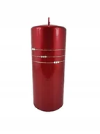 Świece - ŚWIECA KOLIA METALIK WALEC BORDO H17,5CM CZERWONY ŚWIĘTA - miniaturka - grafika 1
