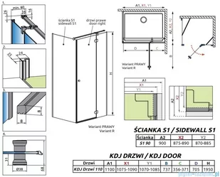 Radaway Torrenta KDJ kabina prysznicowa 110x90 prawa przejrzyste wspornik krzyżowy 133211-01-01R/1330090-01-01 - Kabiny prysznicowe - miniaturka - grafika 2