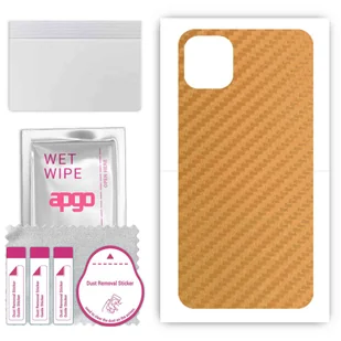 Folia naklejka skórka strukturalna na TYŁ do Apple iPhone 11 Pro Max -  Carbon Złoty - apgo SKINS - Szkła hartowane na telefon - miniaturka - grafika 1