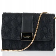 Torebki damskie - TOREBKA LISTONOSZKA MONNARI WIZYTOWA KOPERTÓWKA Czarna na łańcuszku - miniaturka - grafika 1