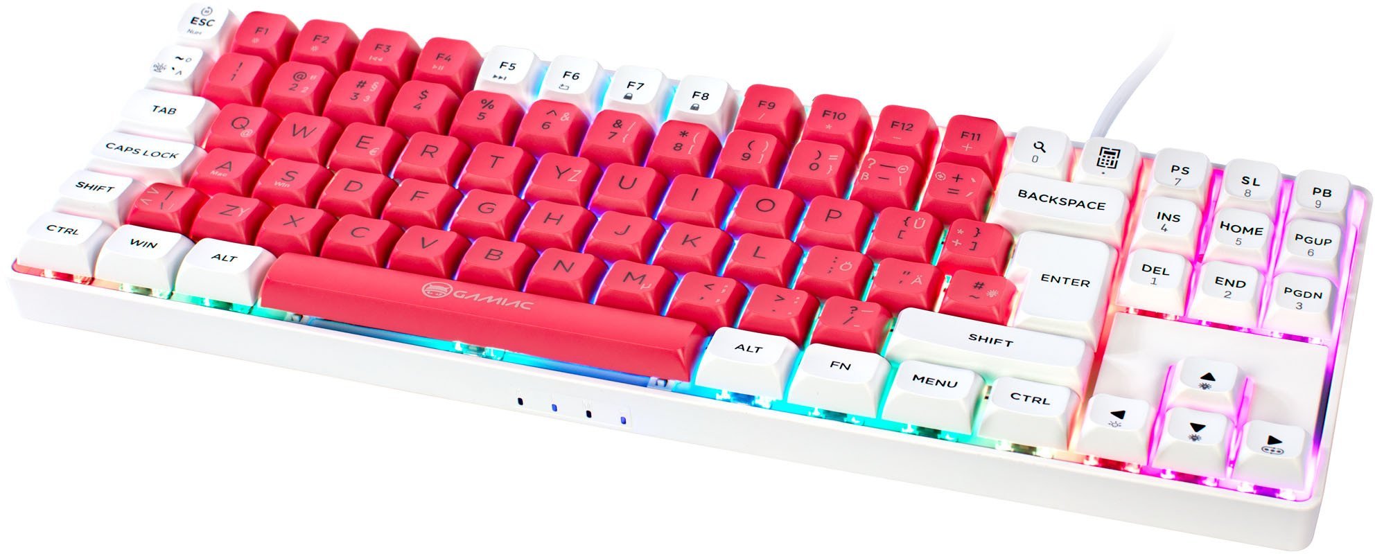 GAMIAC TKL90G Gaming Keyboard, Kailh Red - white/red GAKM-G90DW1R.21