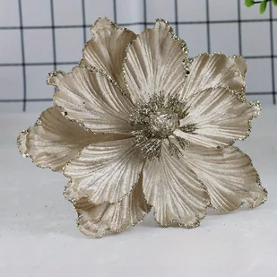 TEMU Ozdoby Świąteczne z Cekinowymi Kwiatami Magnolii, Ręcznie Robione, Dekoracje na Okno - Sztuczne kwiaty - miniaturka - grafika 1