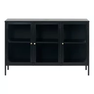 Komody - Czarna witryna Unique Furniture Carmel, dł. 132 cm - miniaturka - grafika 1