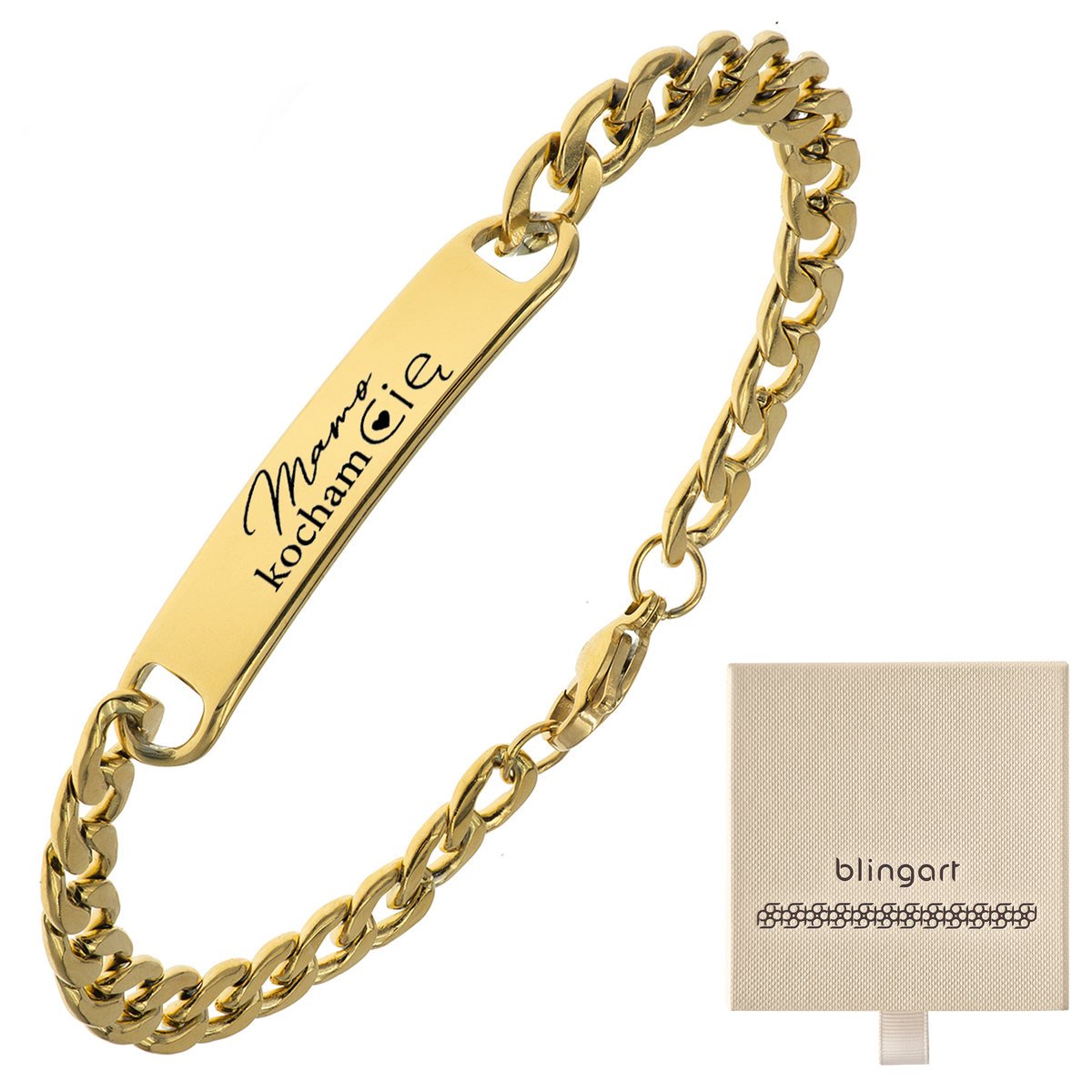 Bransoletka z grawerem pozłacana pancerka